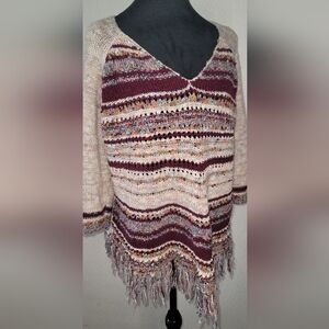 American Rag Pullover Crochet Boho Striped Sweater Shirt Women's Size 1X